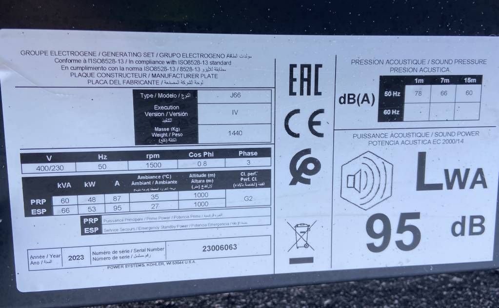 Notstromaggregat tipa SDMO J66 - 66 kVA Generator - DPX-17103, Neumaschine u Oudenbosch (Slika 5)