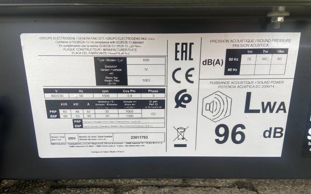 Notstromaggregat typu SDMO K66 - 66 kVA Generator - DPX-17006, Neumaschine v Oudenbosch (Obrázok 5)