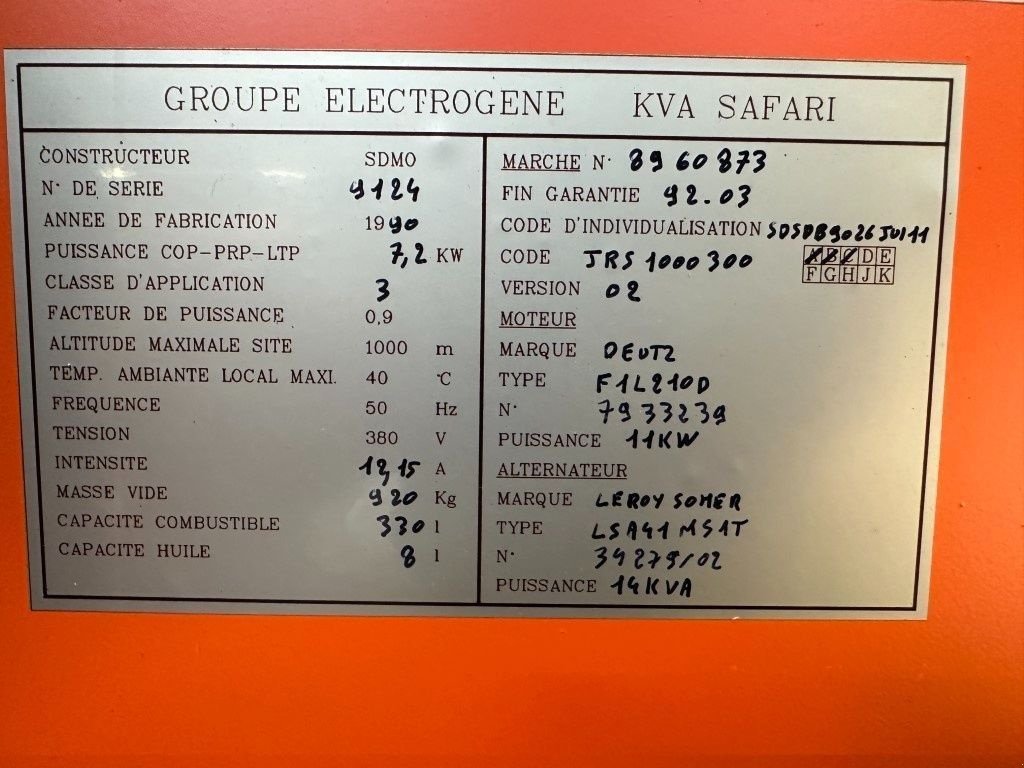 Notstromaggregat типа SDMO Safari Deutz F1L210D Leroy Somer 14 kVA Silent generatorset as N, Gebrauchtmaschine в VEEN (Фотография 5)