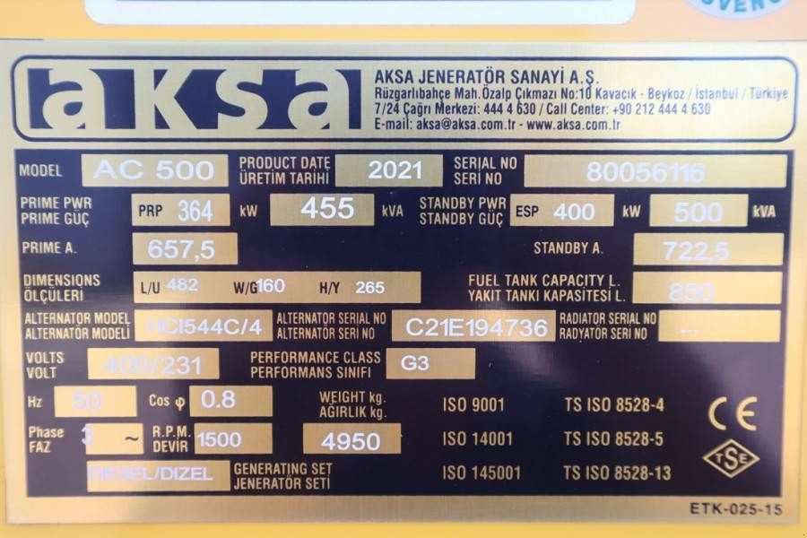 Notstromaggregat типа Sonstige AKSA AC500 Valid inspection, *Guarantee! Diesel, 500 kV, Gebrauchtmaschine в Groenlo (Фотография 7)