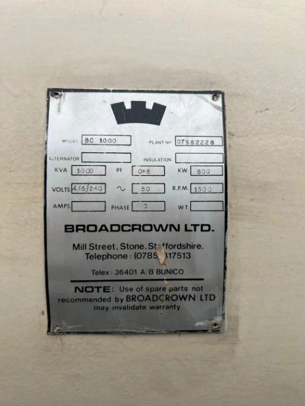 Notstromaggregat des Typs Sonstige BROADCROWN 1000 kVA generatordeel Alternator as New !, Gebrauchtmaschine in VEEN (Bild 3)