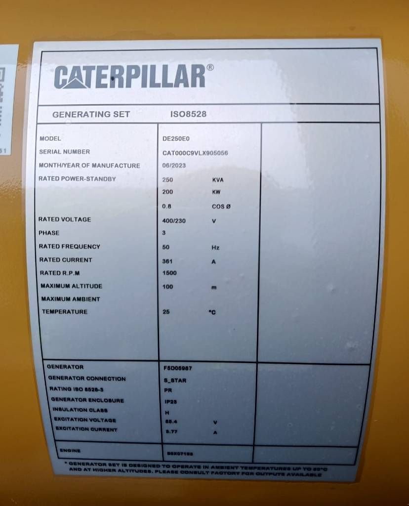 Notstromaggregat Türe ait Sonstige Cat DE250E0 - C9 - 250 kVA Generator - DPX-18019, Neumaschine içinde Oudenbosch (resim 4)