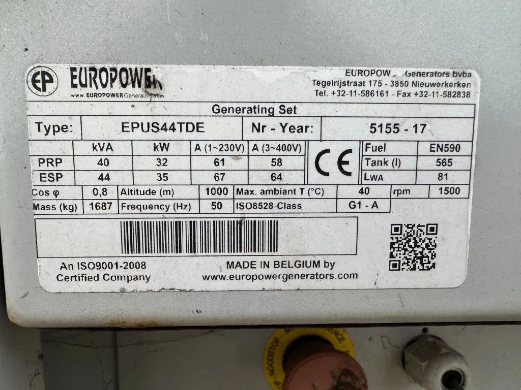 Notstromaggregat van het type Sonstige Europower EPUS44TDE Kubota leroy Somer 44 kVA Supersilent Rental generator, Gebrauchtmaschine in VEEN (Foto 3)