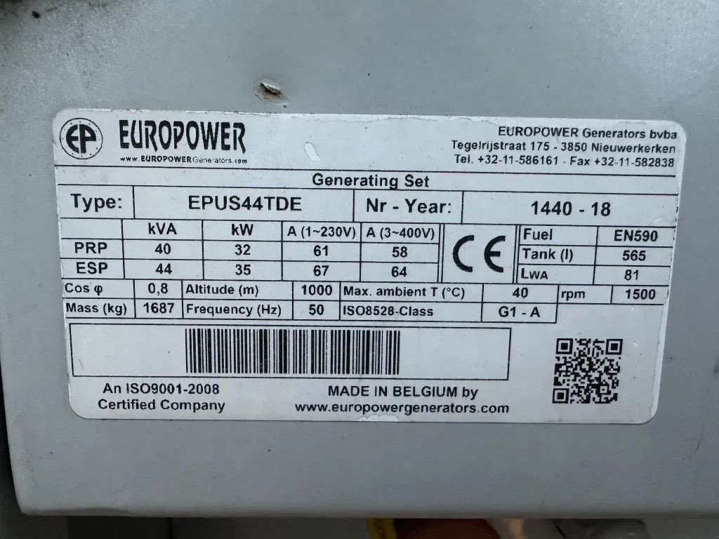 Notstromaggregat типа Sonstige Europower EPUS44TDE Kubota Leroy Somer 44 kVA Supersilent Rental generator, Gebrauchtmaschine в VEEN (Фотография 2)