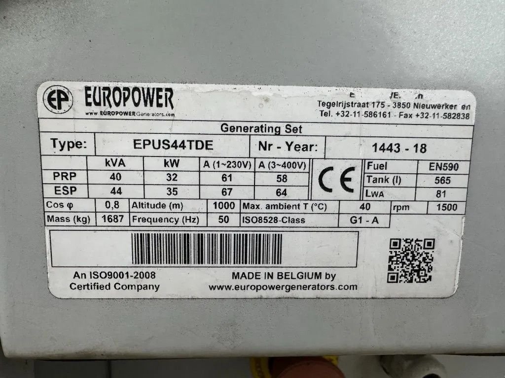 Notstromaggregat tip Sonstige Europower EPUS44TDE Kubota Leroy Somer 44 kVA Supersilent Rental generator, Gebrauchtmaschine in VEEN (Poză 5)