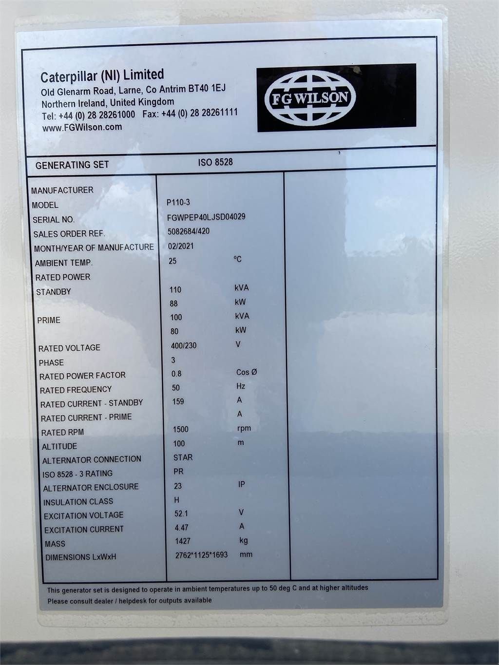 Notstromaggregat tipa Sonstige FG Wilson P110-3 - Perkins - 110 kVA Genset - DPX-16008, Neumaschine u Oudenbosch (Slika 4)