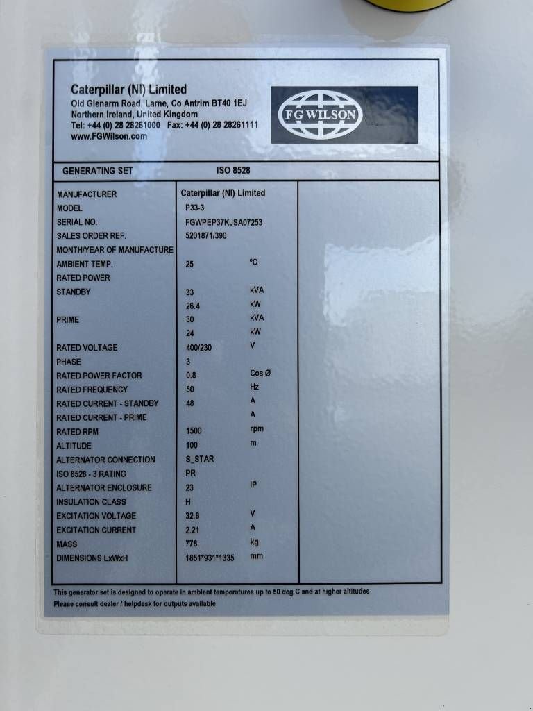 Notstromaggregat типа Sonstige FG Wilson P33-3 - Perkins - 33 kVA Genset - DPX-16003, Neumaschine в Oudenbosch (Фотография 5)