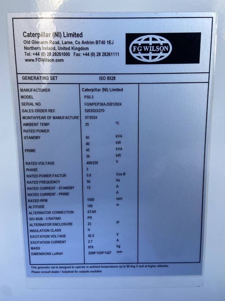 Notstromaggregat a típus Sonstige FG Wilson P50-3 - Perkins - 50 kVA Genset - DPX-16004, Neumaschine ekkor: Oudenbosch (Kép 4)