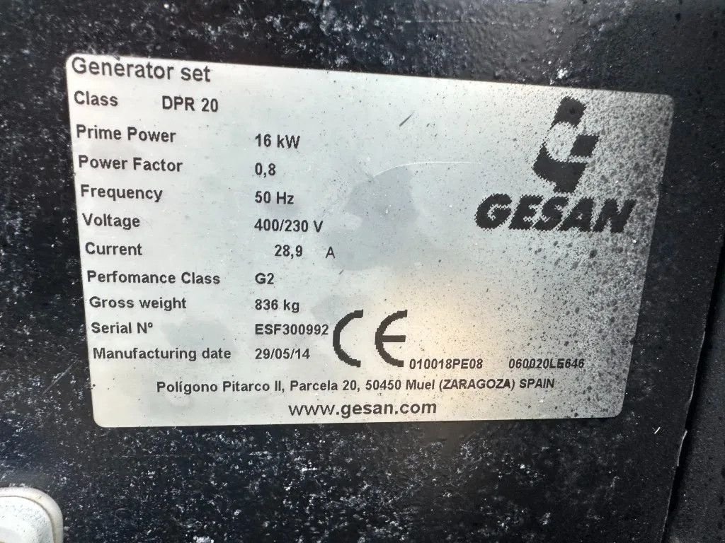 Notstromaggregat от тип Sonstige Gesan DPR 20 Perkins Leroy Somer 20 kVA Supersilent Rental generatorse, Gebrauchtmaschine в VEEN (Снимка 5)