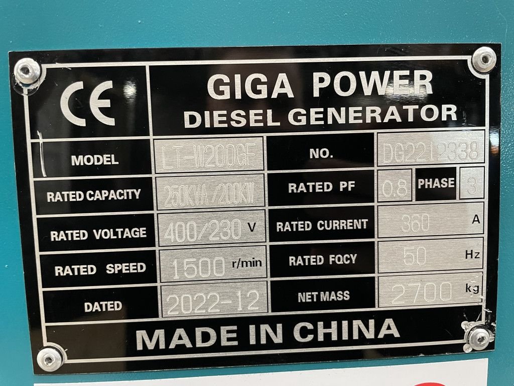 Notstromaggregat typu Sonstige Giga power 250 kVA LT-W200GF silent generator set, Neumaschine v Velddriel (Obrázek 11)