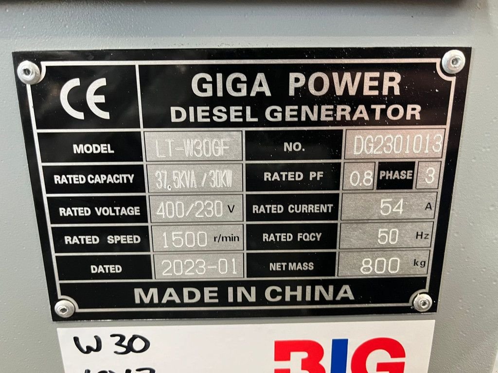 Notstromaggregat Türe ait Sonstige Giga power 37.5KVA Closed Set LT-W30GF, Gebrauchtmaschine içinde Velddriel (resim 11)