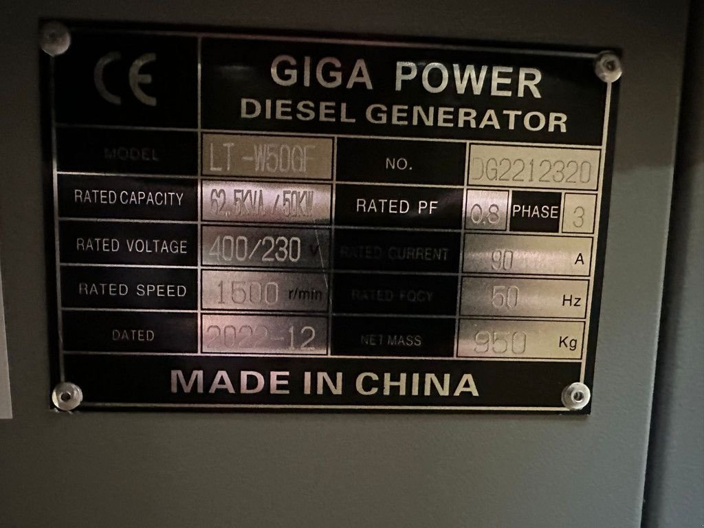 Notstromaggregat tip Sonstige Giga power 62.5KVA silent generator set - LT-W50-GF, Gebrauchtmaschine in Velddriel (Poză 11)