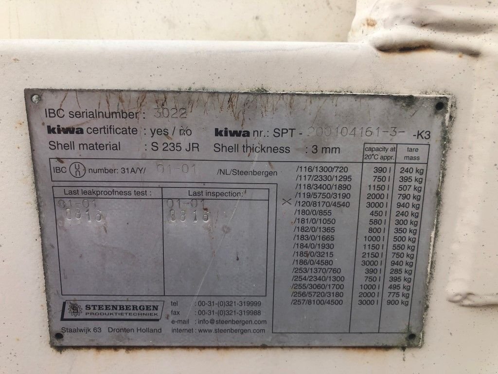 Notstromaggregat du type Sonstige Kiwa IBC 3000 liter Fuel tank 3000 liter Fuel tank dieseltank, Gebrauchtmaschine en VEEN (Photo 3)