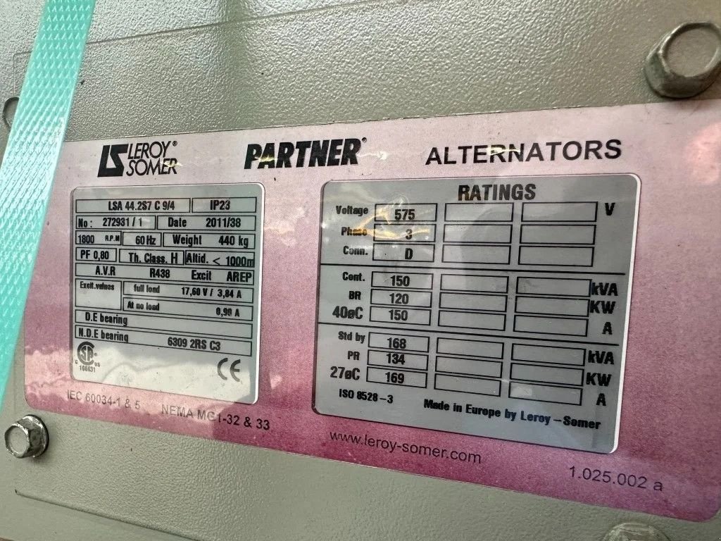 Notstromaggregat du type Sonstige Leroy Somer LSA 44.2S7 C9/4 Alternator 150 kVA Generatordeel New ! Overstock, Neumaschine en VEEN (Photo 3)