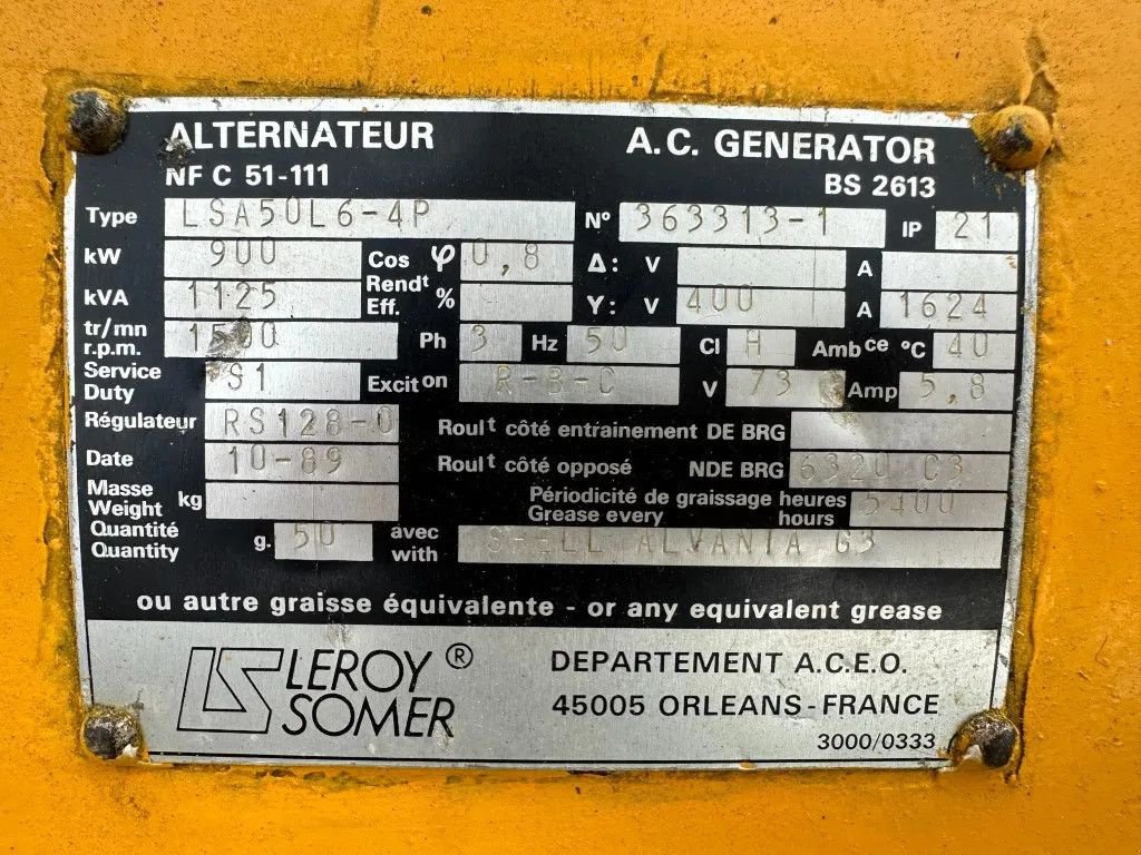 Notstromaggregat del tipo Sonstige Leroy Somer LSA50L6 - 4P 1125 kVA generatordeel Alternator as New !, Gebrauchtmaschine en VEEN (Imagen 3)