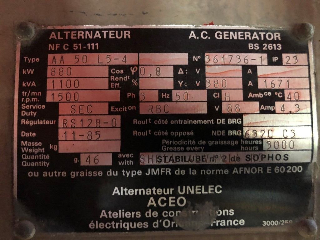 Notstromaggregat a típus Sonstige Leroy Somer - Unelec AA 50 L5-4 1100 kVA generatordeel - Unelec AA 50 L5-4 1, Gebrauchtmaschine ekkor: VEEN (Kép 3)