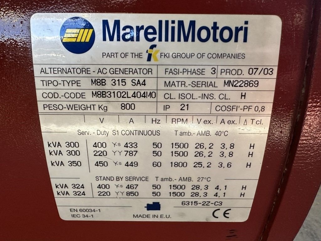 Notstromaggregat typu Sonstige Marelli M8B 315 SA4 Alternator 300 kVA generatordeel SAE 1 / 14, Gebrauchtmaschine v VEEN (Obrázek 3)