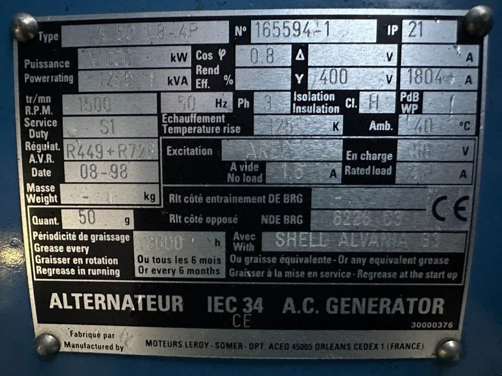 Notstromaggregat za tip Sonstige MTU 12V4000 SDMO Leroy Somer 1250 kVA generatorset ex Emergency, Gebrauchtmaschine u VEEN (Slika 9)