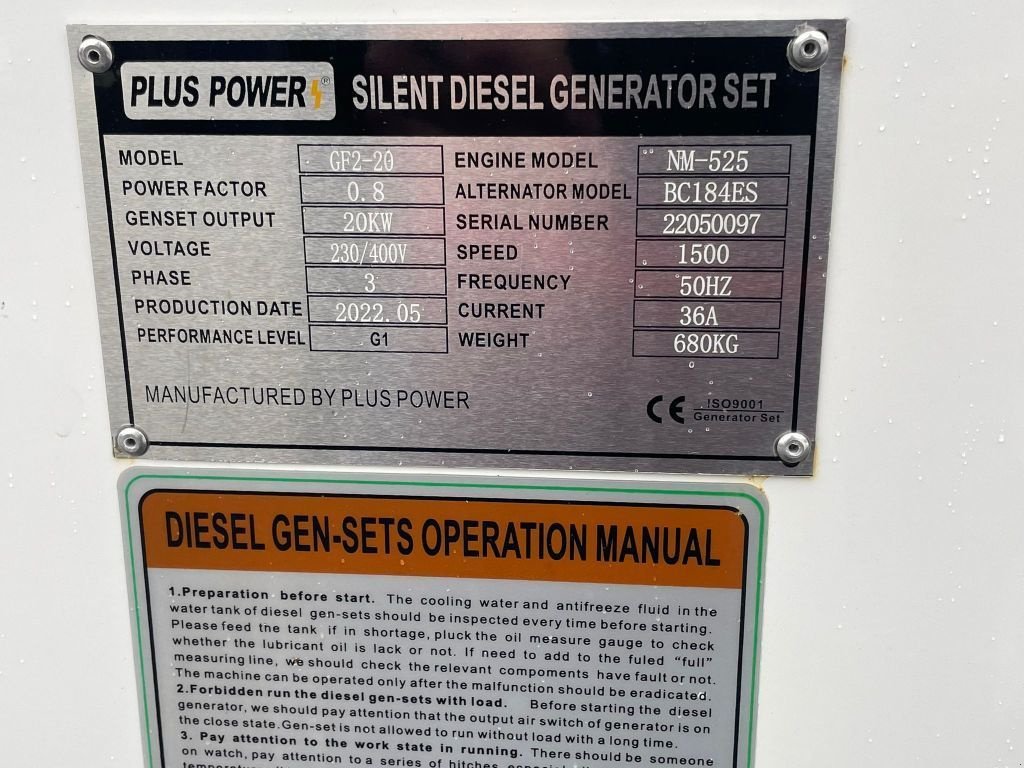 Notstromaggregat des Typs Sonstige Plus Power Plus Power GF2-20 25KVA Silent Generator 3 Phase 50HZ, Neumaschine in 'S-Hertogenbosch (Bild 10)