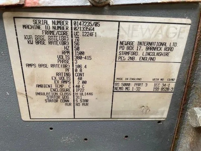 Notstromaggregat от тип Sonstige Stamford 70 kVA generatordeel UCI224F1, Gebrauchtmaschine в VEEN (Снимка 3)