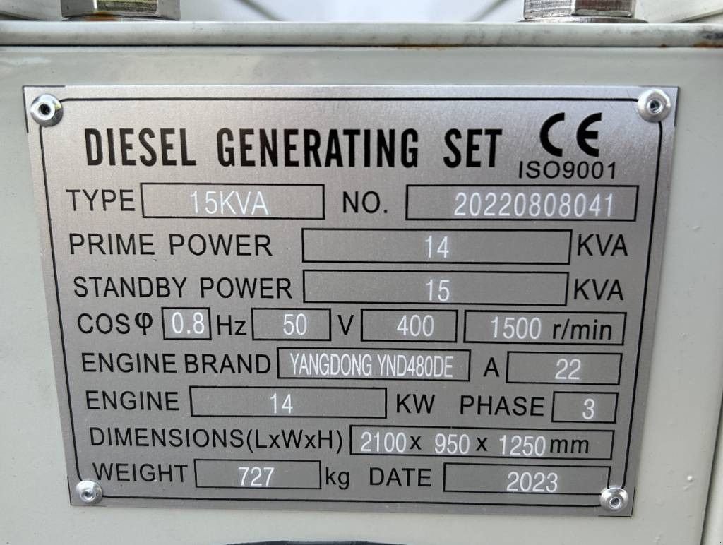 Notstromaggregat типа Sonstige yangdong YD480DE - 15 kVA Stage V - DPX-19883, Neumaschine в Oudenbosch (Фотография 4)