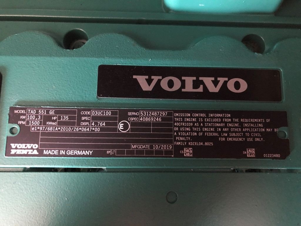 Notstromaggregat typu Volvo 110 kVA Supersilent generatorset, Neumaschine w VEEN (Zdjęcie 4)