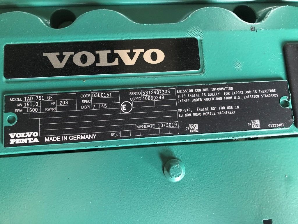 Notstromaggregat tip Volvo Stage 3A 167 kVA Supersilent generatorset, Neumaschine in VEEN (Poză 4)