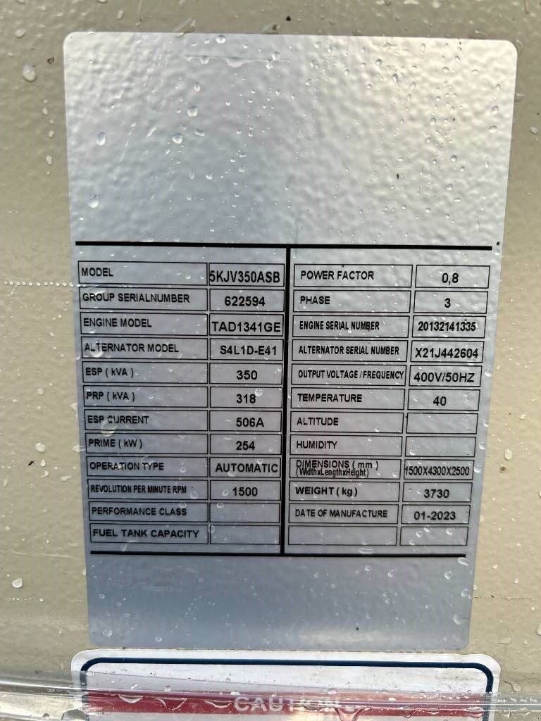 Notstromaggregat Türe ait Volvo TAD1341GE - 350 kVA Generator - DPX-18878, Neumaschine içinde Oudenbosch (resim 4)