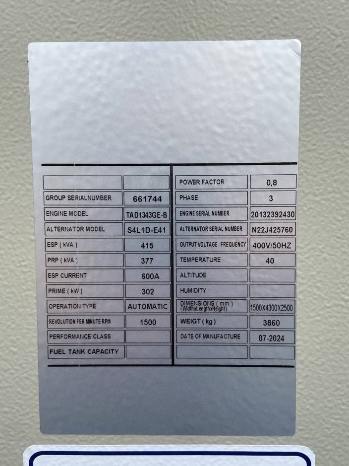 Notstromaggregat типа Volvo TAD1343GE-B - 415 kVA Generator - DPX-18879, Neumaschine в Oudenbosch (Фотография 4)