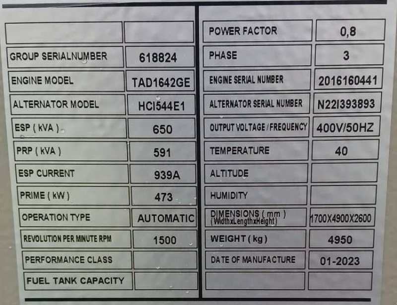 Notstromaggregat del tipo Volvo TAD1642GE - 650 kVA Generator - DPX-18884, Neumaschine en Oudenbosch (Imagen 4)