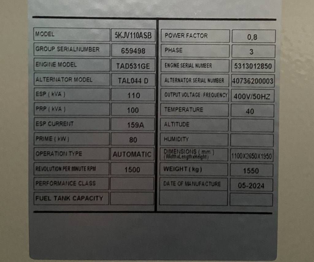 Notstromaggregat типа Volvo TAD531GE - 110 kVA Generator - DPX-18872, Neumaschine в Oudenbosch (Фотография 4)