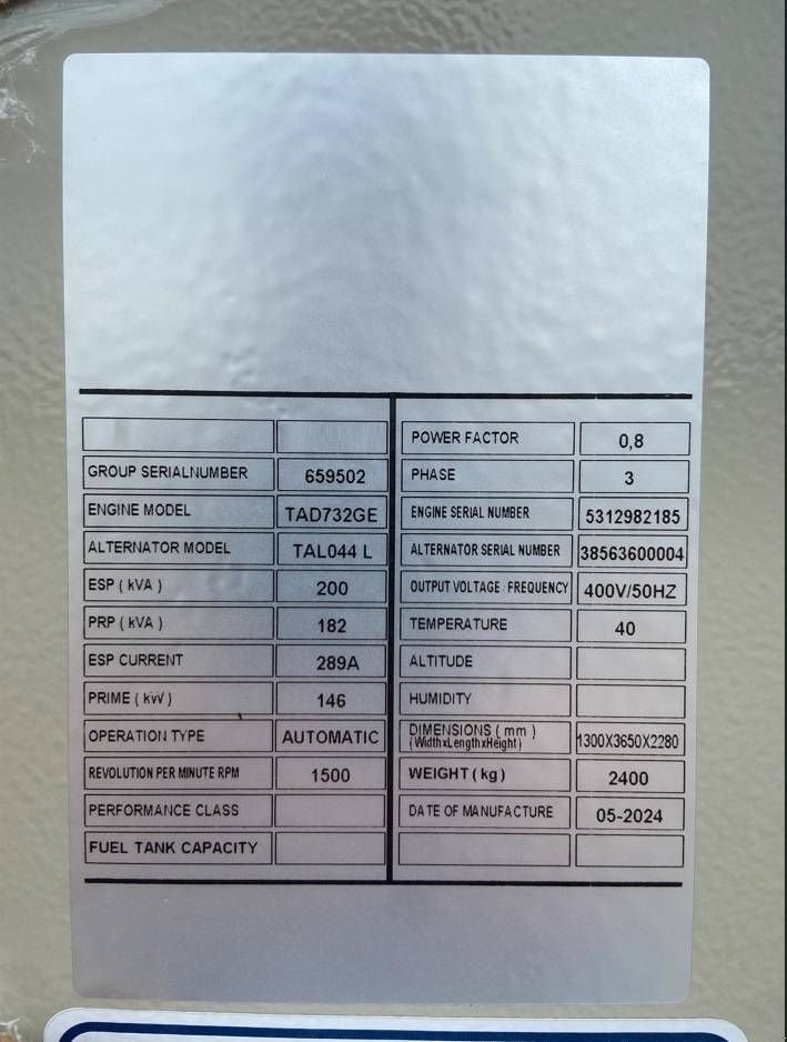 Notstromaggregat del tipo Volvo TAD732GE - 200 kVA Generator - DPX-18874, Neumaschine en Oudenbosch (Imagen 4)