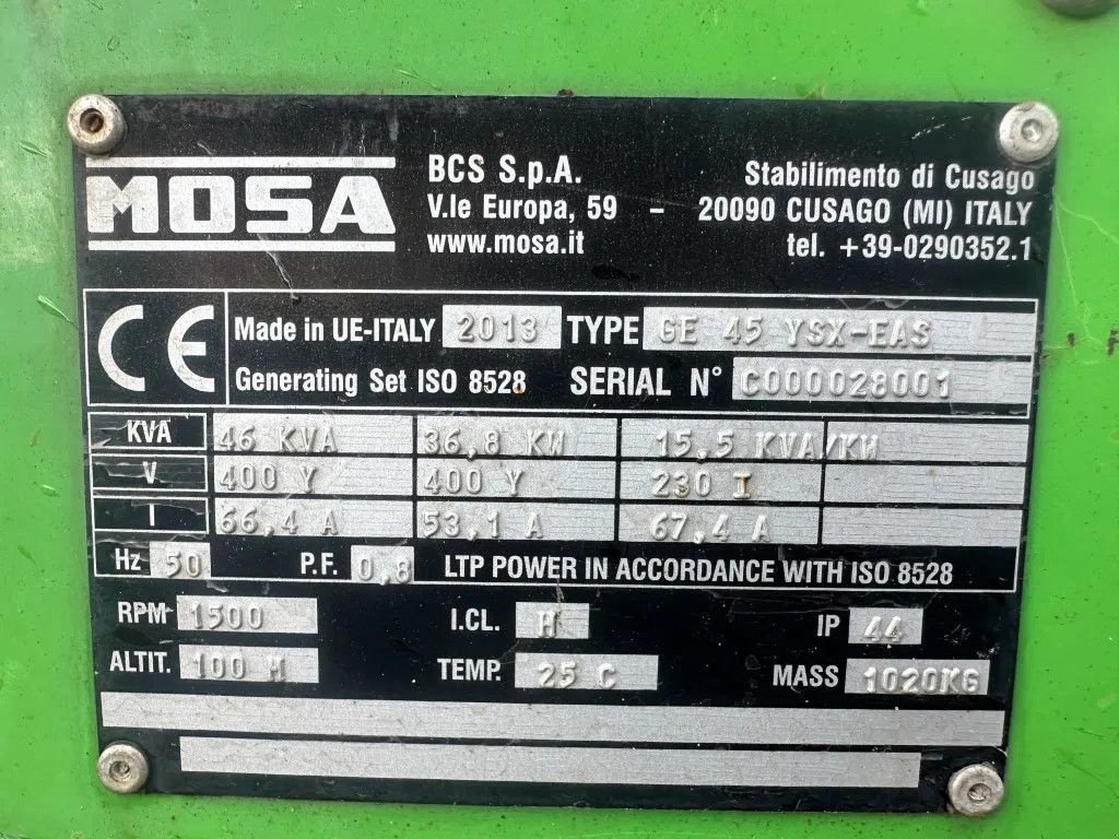 Notstromaggregat tip Yanmar MOSA 45 kVA Silent Rental generatorset Stroom Aggregaat, Gebrauchtmaschine in VEEN (Poză 4)