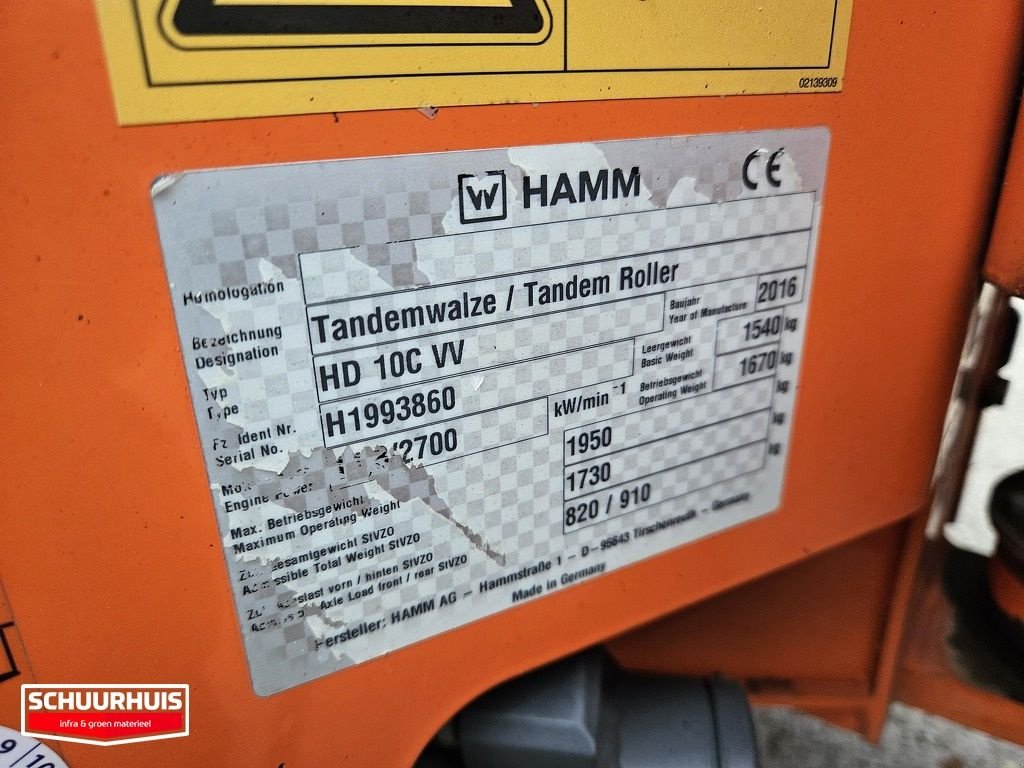 Packer & Walze za tip Hamm HD 10C VV, Gebrauchtmaschine u Oldebroek (Slika 8)