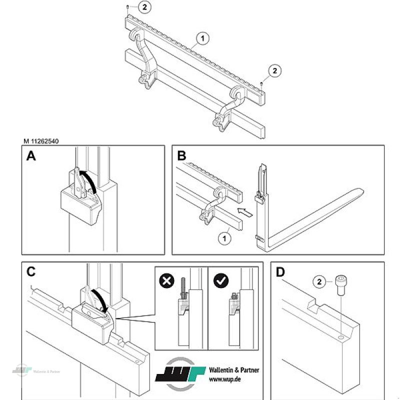 Palettengabel του τύπου Wallentin & Partner ALÖ Palettengabel Tragkraft max. 1600 Kg  Euroaufnahme Gabellänge 97 cm, Neumaschine σε Wesenberg (Φωτογραφία 3)