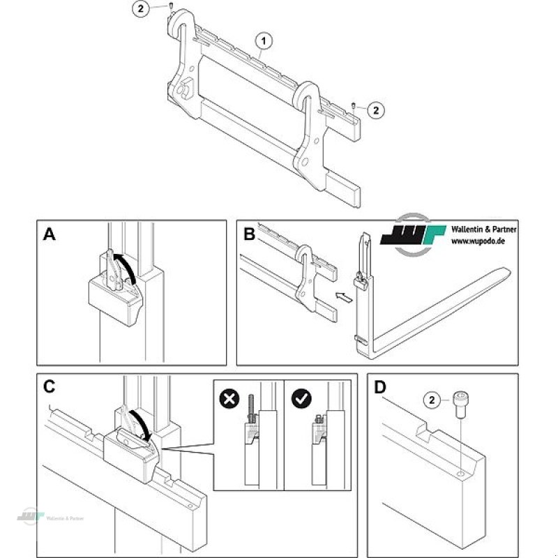 Palettengabel del tipo Wallentin & Partner Palettengabel 1000kg/0,97m Hoflader Schäffer SHW ALÖ neue Ausführung Palettenheber, Neumaschine en Wesenberg (Imagen 2)