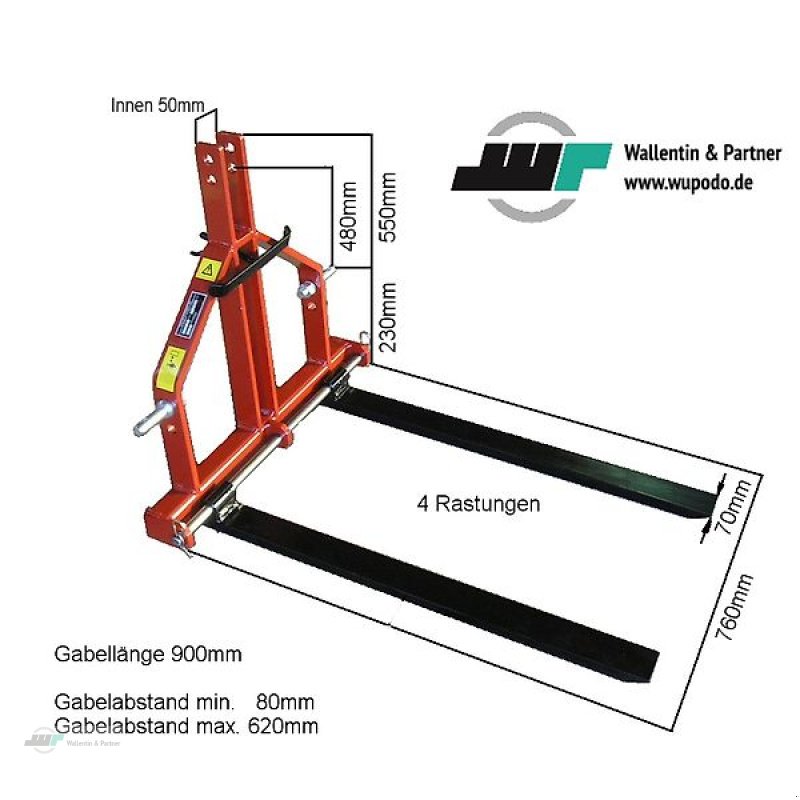 Palettengabel του τύπου Wallentin & Partner Palettengabel für Kleintraktoren Kat. 1, Neumaschine σε Wesenberg (Φωτογραφία 1)