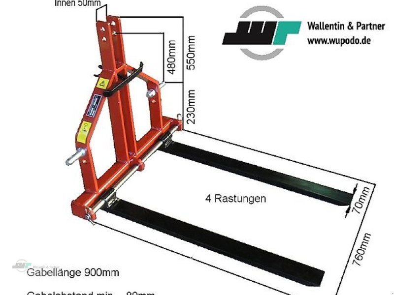 Palettengabel tip Wallentin & Partner Palettengabel für Kleintraktoren Kat. 1, Neumaschine in Wesenberg (Poză 1)