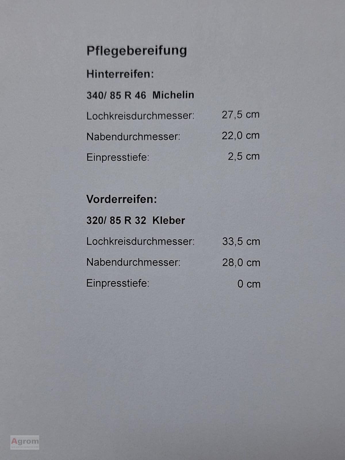 Pflegerad des Typs Kleber 340/85R46 & 320/85R32, Gebrauchtmaschine in Riedhausen (Bild 7)