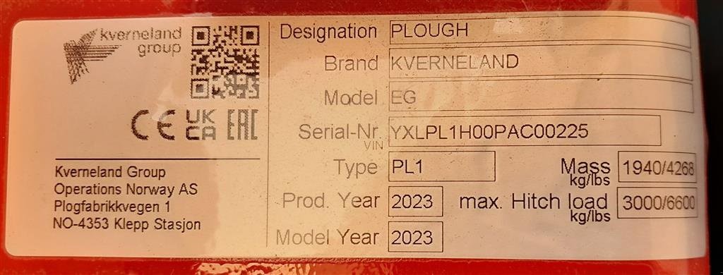 Pflug Türe ait Kverneland EG 100-200-28, Gebrauchtmaschine içinde Horsens (resim 5)