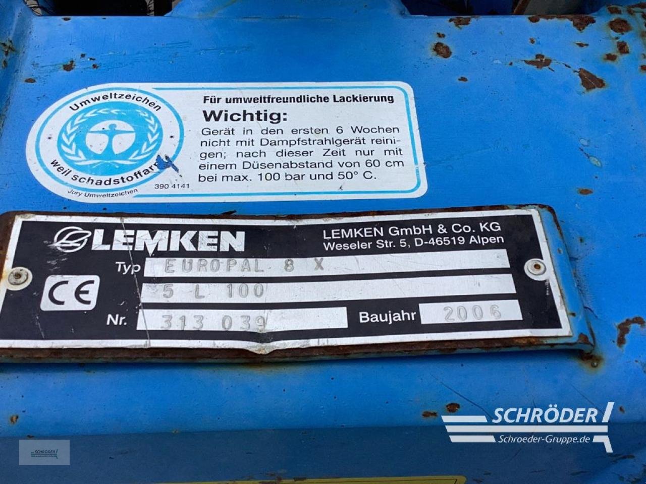 Pflug van het type Lemken EUROPAL 8 X 5 L 100, Gebrauchtmaschine in Wildeshausen (Foto 4)