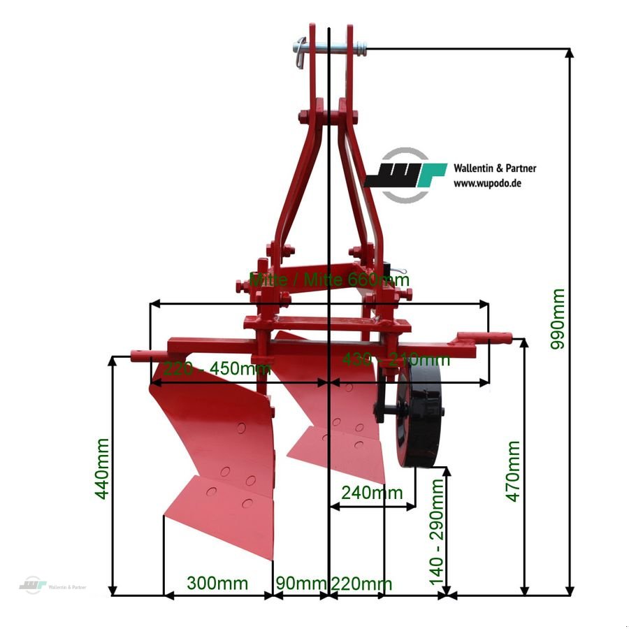 Pflug typu Sonstige Zweischar Beetpflug 30 cm Kleintraktorpflug 2- S, Neumaschine v Wesenberg (Obrázok 3)