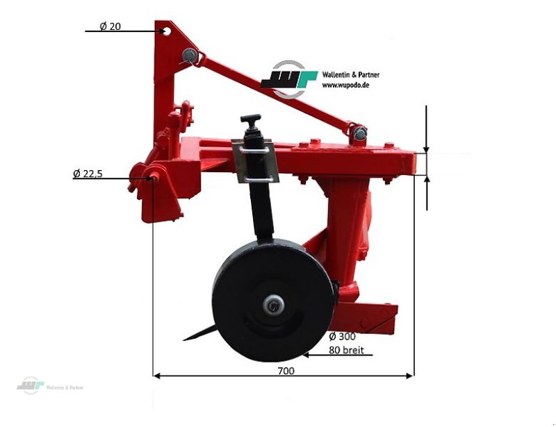 Pflug typu Wallentin & Partner Einscharpflug verstellbar, 20 cm   1-Schar-Pflug   Einschar-Beetpflug   ab 15 PS, Neumaschine v Wesenberg (Obrázok 4)