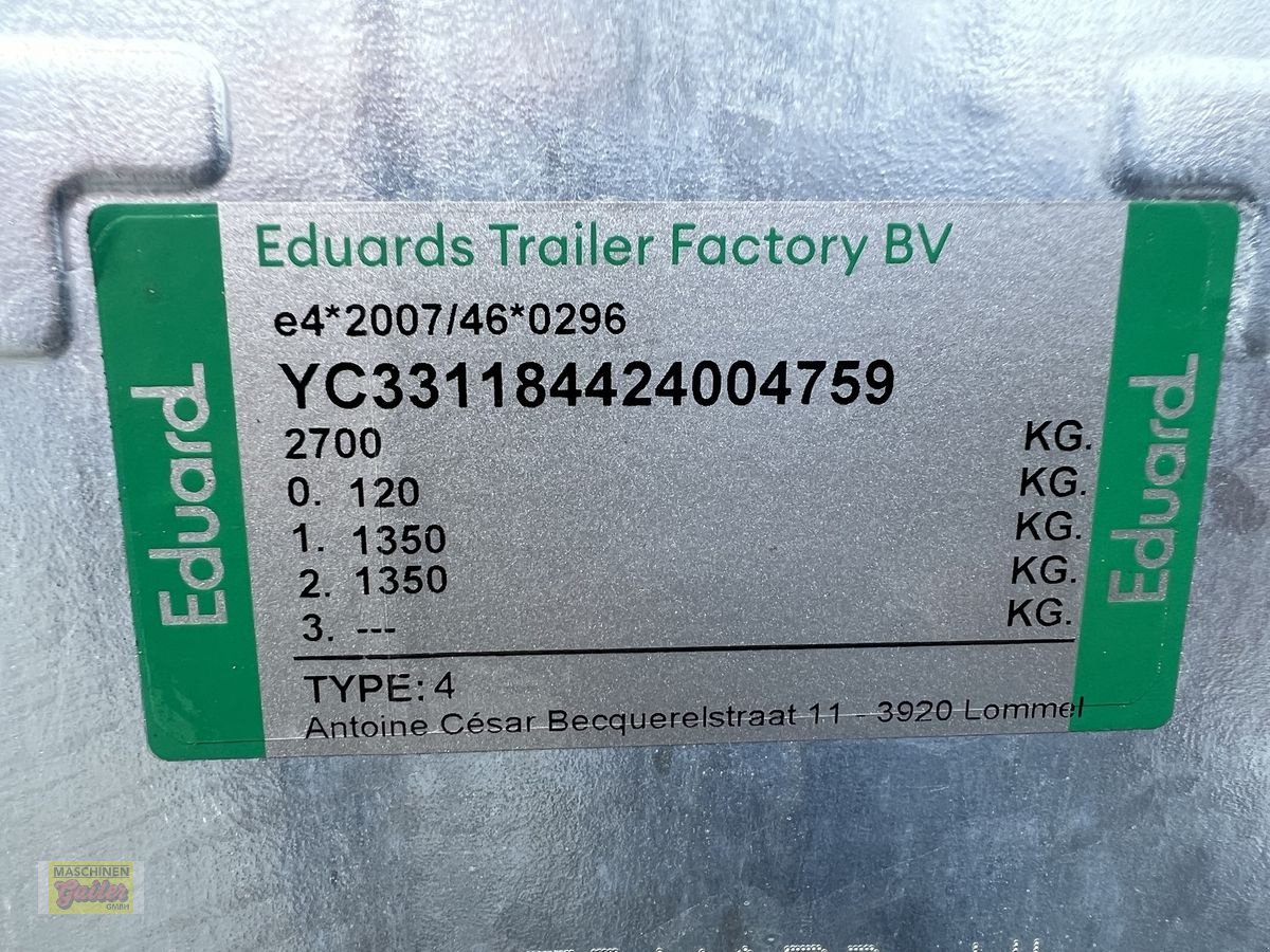 PKW-Anhänger Türe ait Eduard EDUARD 3118-GDR,  2700 kg GG, Neumaschine içinde Kötschach (resim 13)