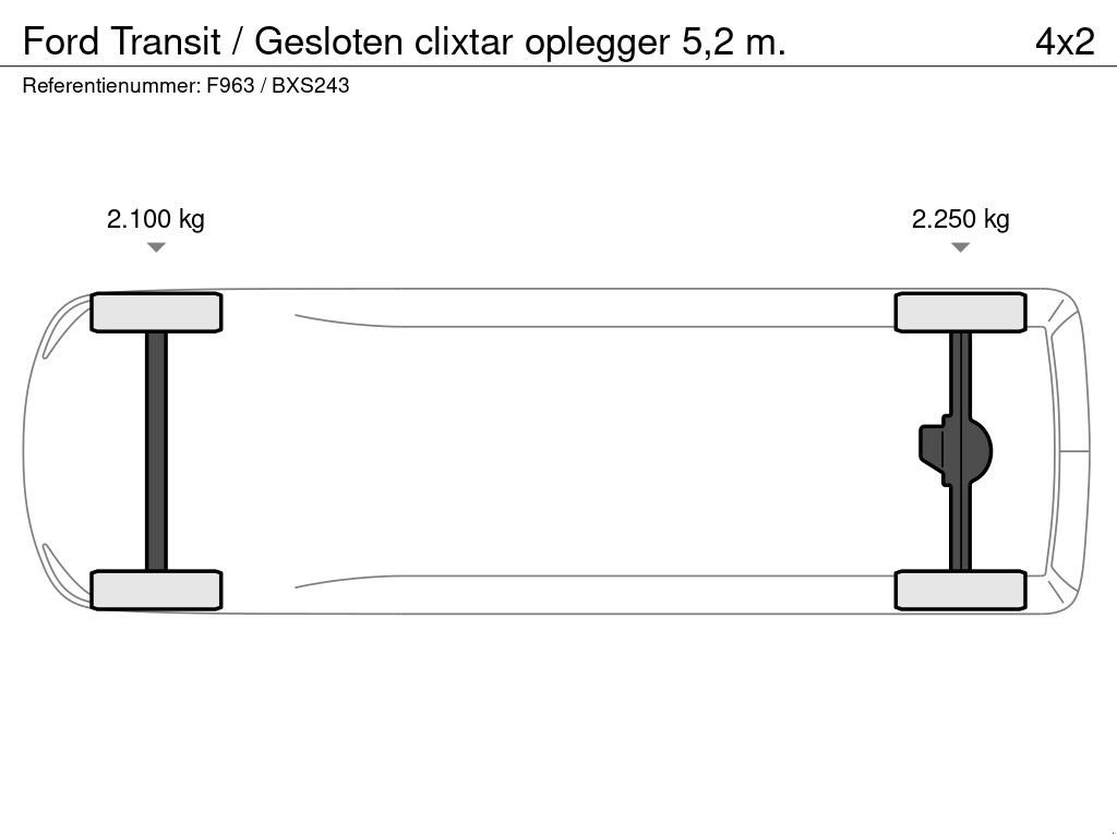 PKW-Anhänger типа Ford Transit / Gesloten clixtar oplegger 5,2 m., Gebrauchtmaschine в Groenekan (Фотография 10)