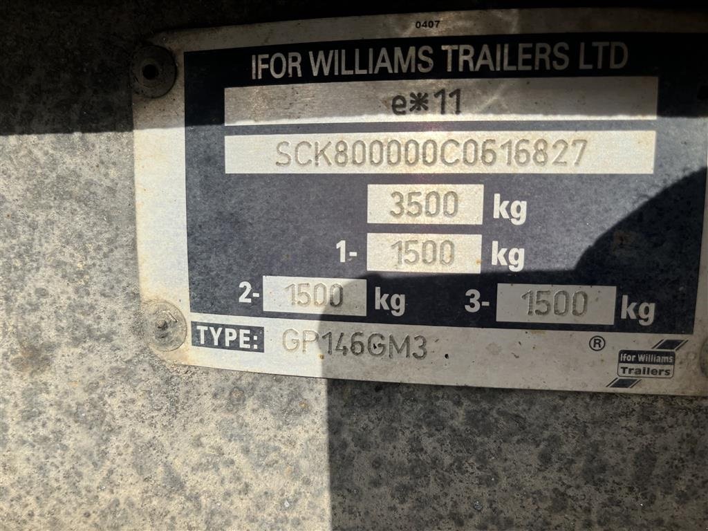 PKW-Anhänger a típus Ifor Williams GP 146 3akslet maskintrailer, Gebrauchtmaschine ekkor: Rønnede (Kép 4)