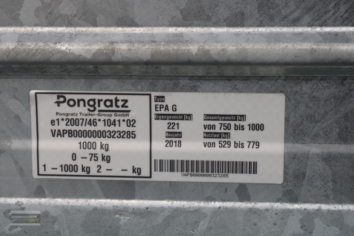 PKW-Anhänger Türe ait Pongratz EPA 206/12 G-STK 600, Neumaschine içinde Gampern (resim 10)