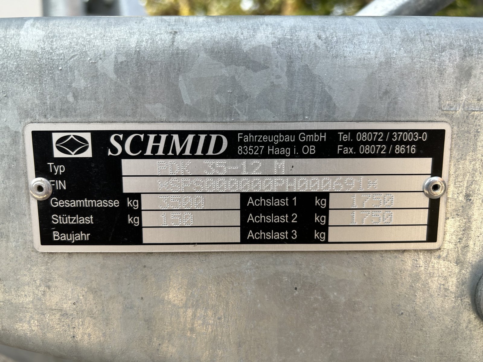 PKW-Anhänger del tipo Schmid Fahrzeugbau GmbH PDK 35-12 M, Gebrauchtmaschine In neubeuern (Immagine 11)