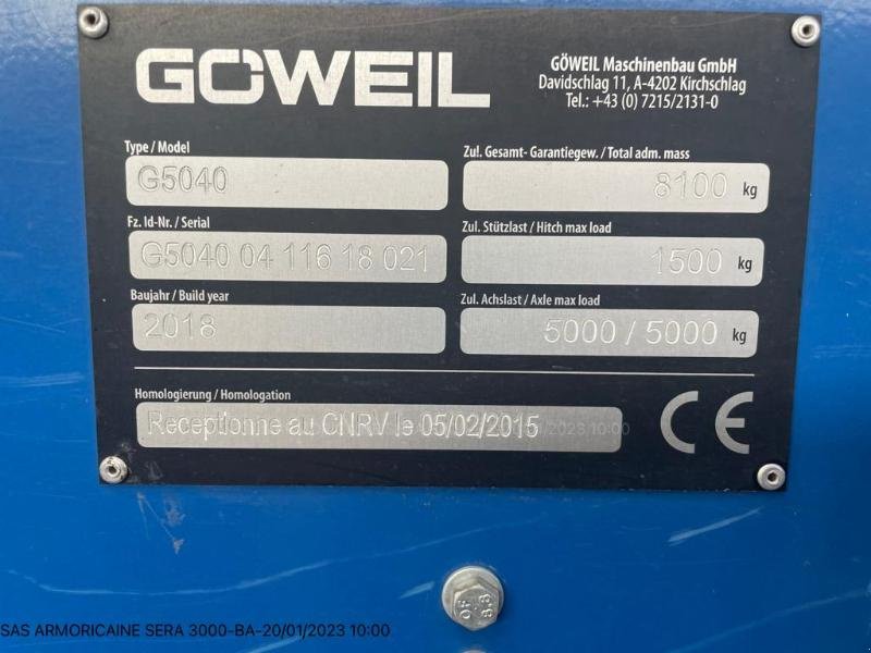 Press-/Wickelkombination типа Göweil G1 F125 G5040, Gebrauchtmaschine в LANDIVISIAU (Фотография 11)