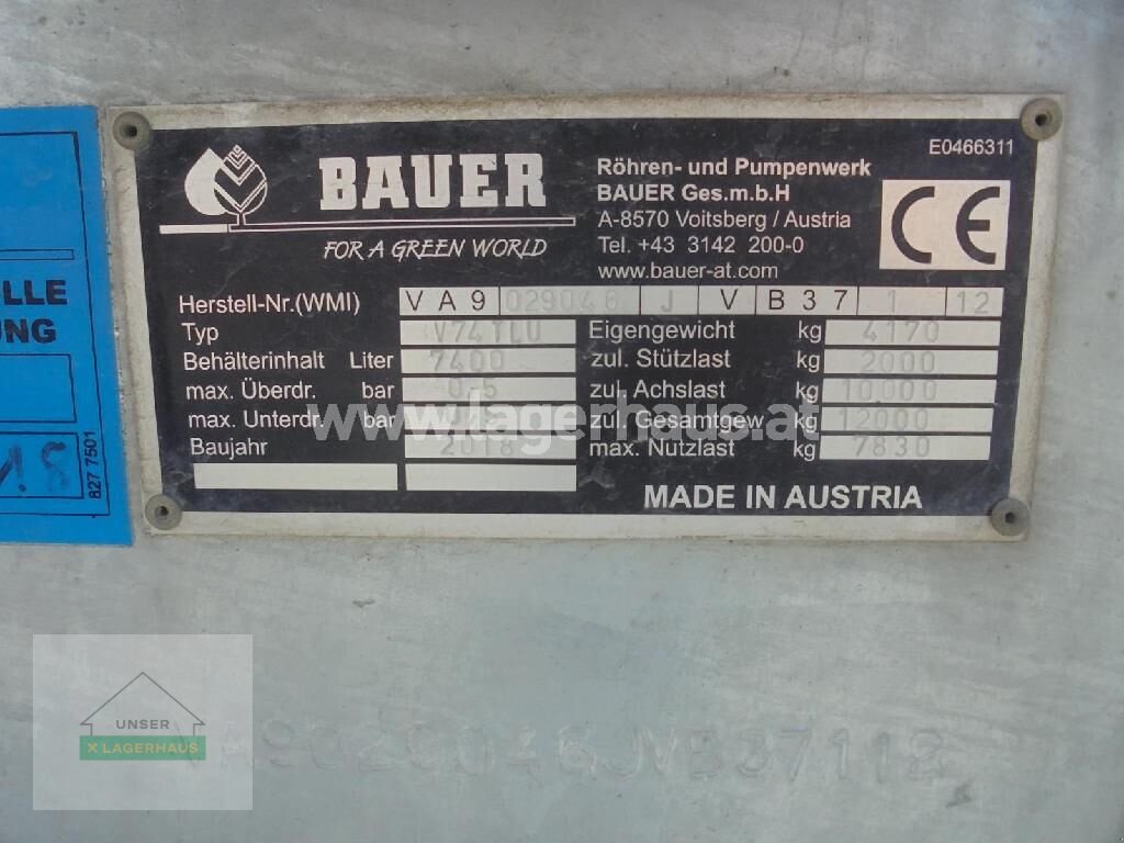 Pumpfass του τύπου Bauer V74 MIT SCHLEPPFIX, Gebrauchtmaschine σε Schlitters (Φωτογραφία 2)